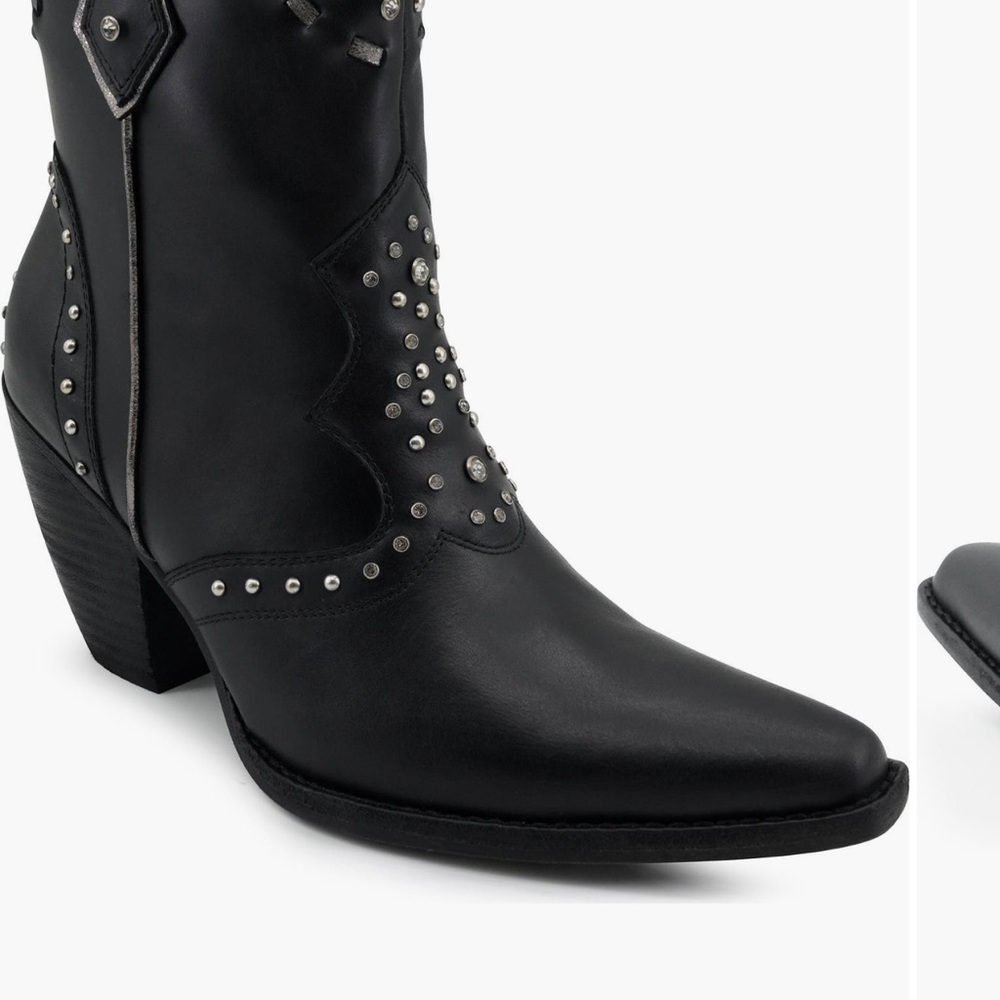 Ziti Angola Black Studded Western Boots